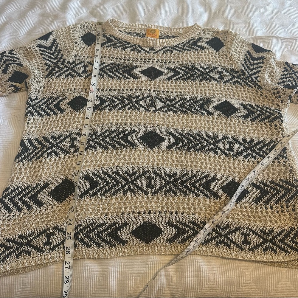 Ruby Rd. Black And Cream Metallic Patterned Open … - image 4